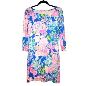 Lilly Pulitzer UPF 50 Sophie Peony For Your Thoughts Pink/Blue Floral Dress S